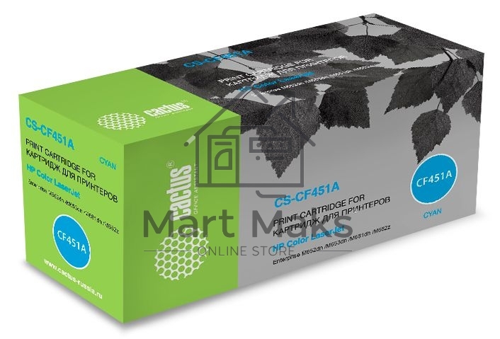 Картридж лазерный Cactus CS-CF451A голубой (10500 стр.) для HP Color LJ Enterprise M652dn /M653dn /M681dh