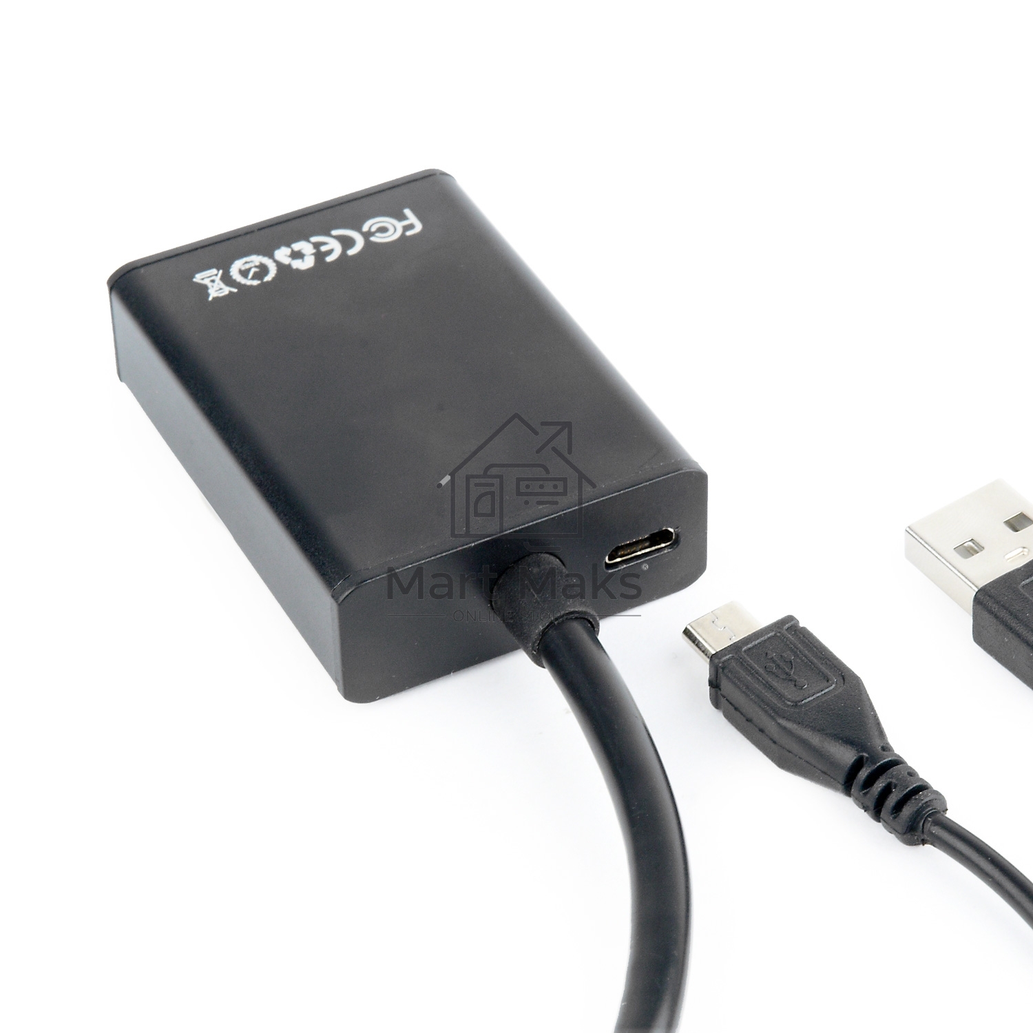 Переходник VGA (M)-HDMI (F) Cablexpert A-VGA-HDMI-01, 19M/15F, длина 15см, аудиовыход Jack 3,5 (M), питание от USB
