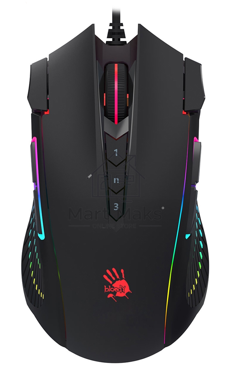 Мышь проводная A4Tech Bloody J90s черный, 8000 dpi, USB, кнопки - 12