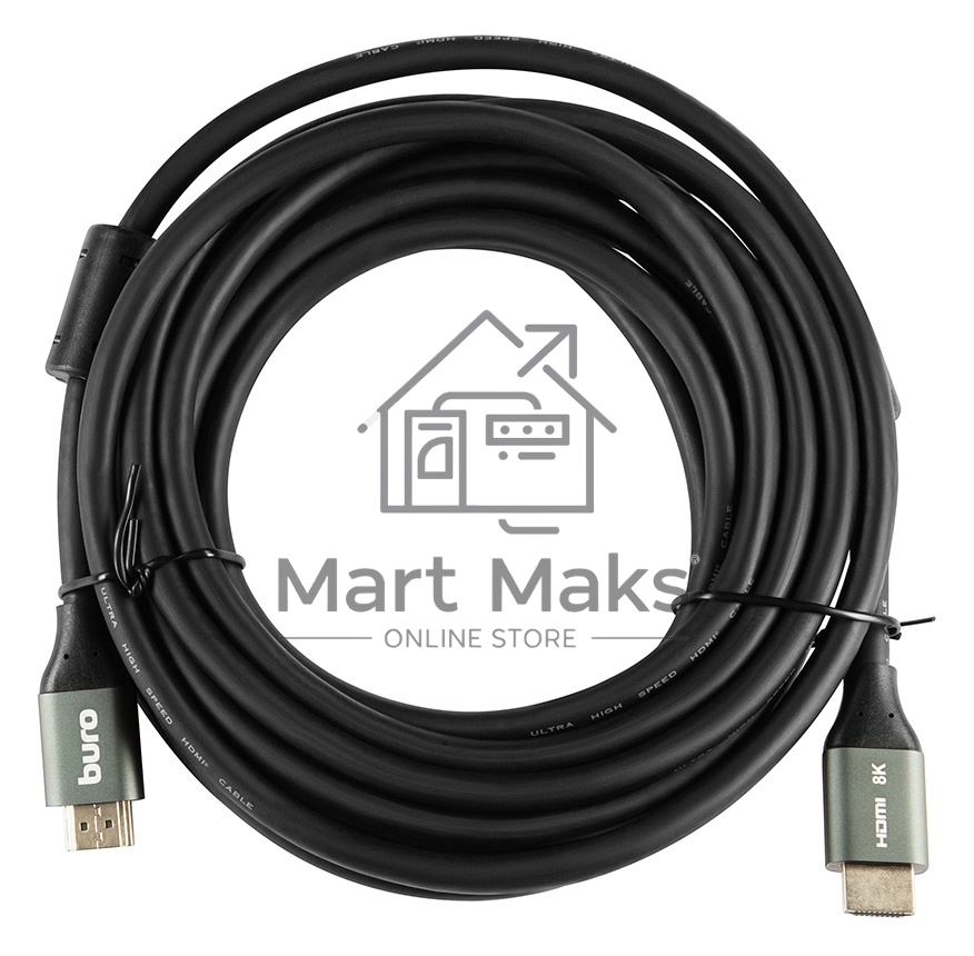 Кабель аудио-видео Buro HDMI (m)/HDMI (m) 5м. феррит.кольца Позолоченные контакты черный (BHP-HDMI-2.1-5G)