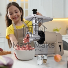 Мясорубка электрическая Endever Sigma-106 бежевый, 2000 Вт, 2 кг/мин, реверс, насадки - 6
