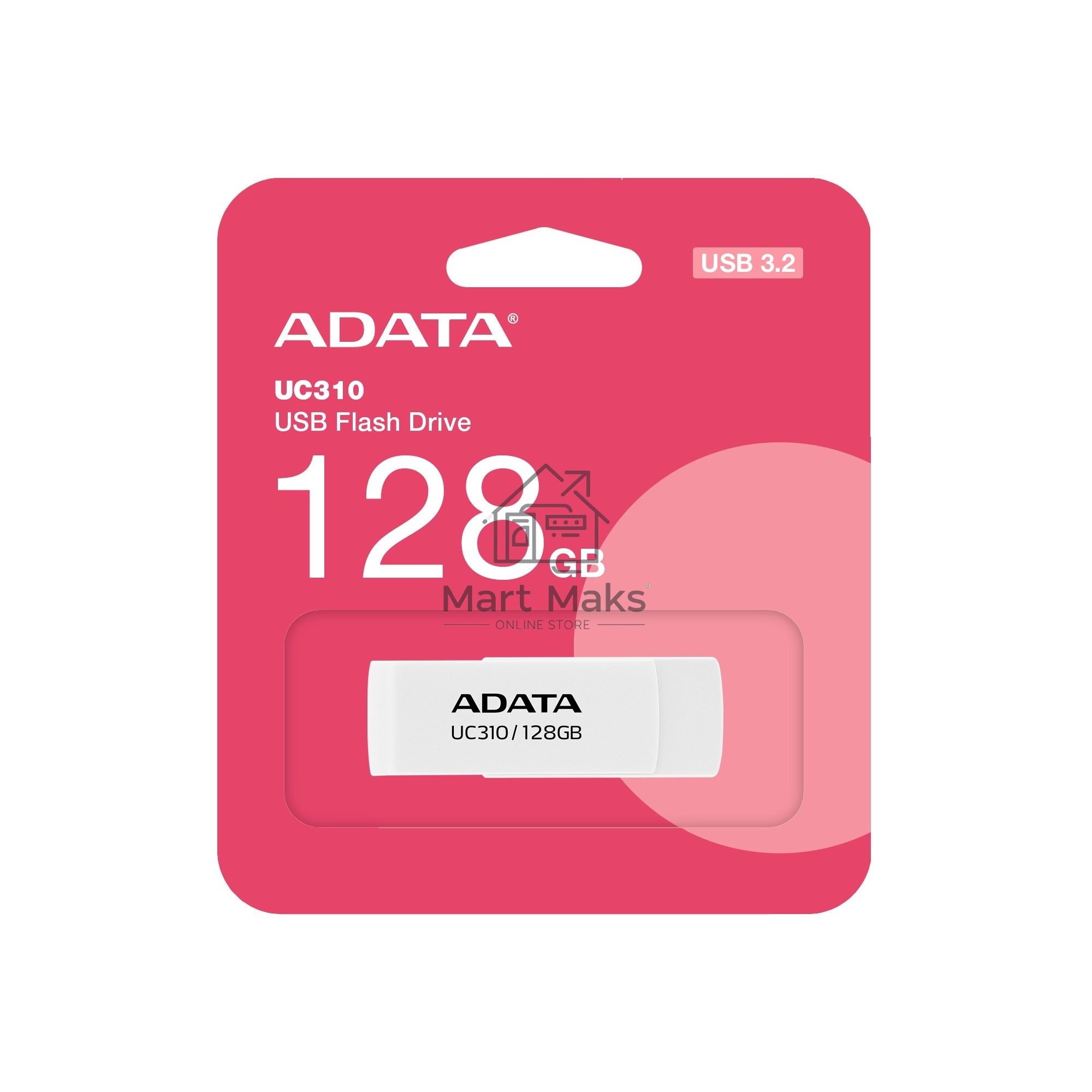 Флешка USB ADATA R/W 128GB USB 3.2 Gen1 UC310-128G-RWH White