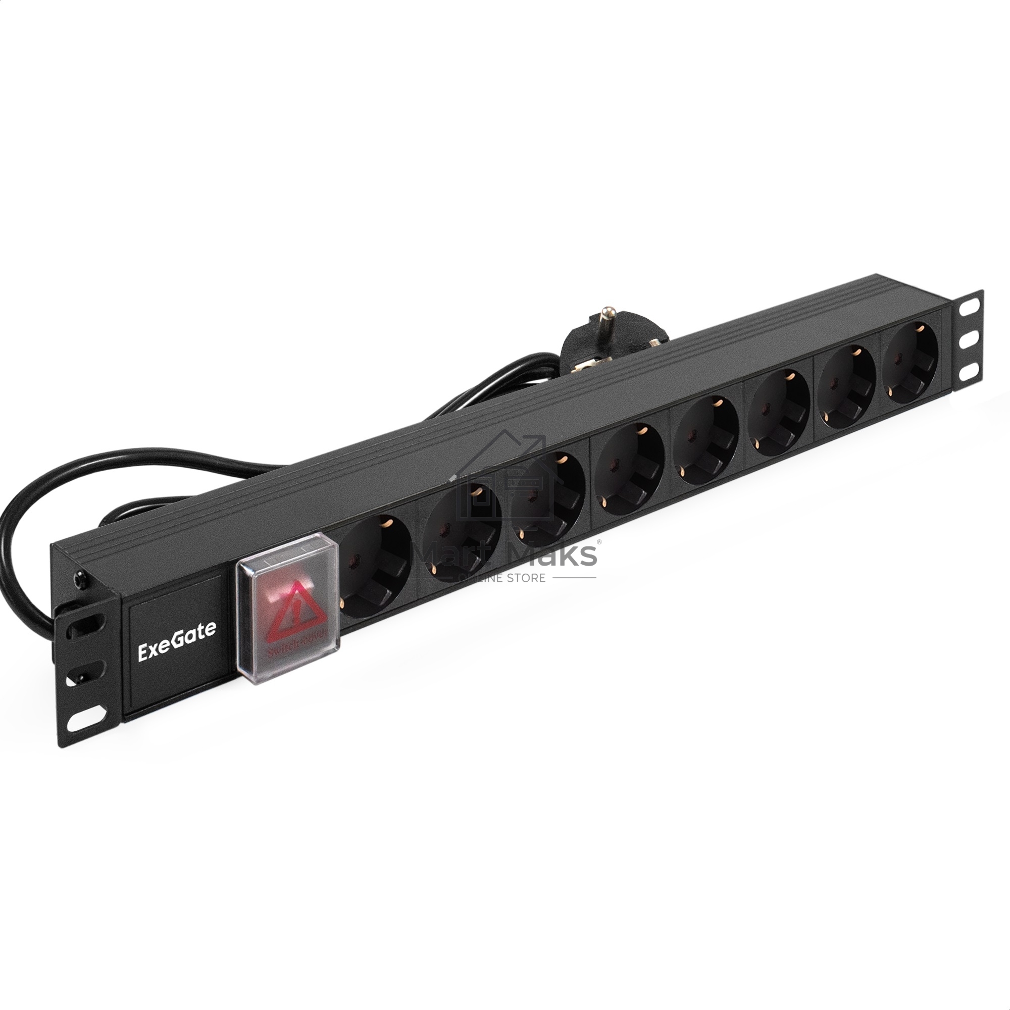 Блок розеток горизонтальный ExeGate ServerPro PDU-19H804 Al-8S-EU2.5-SW, 19