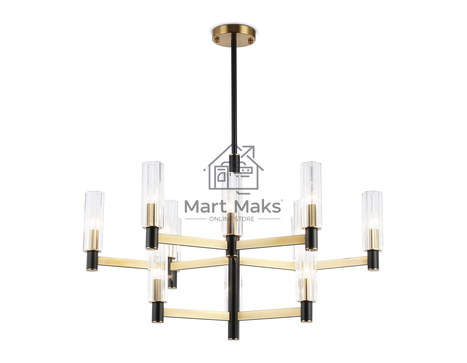Люстра Ambrella light LH55515/12 BK/BS/CL черный/латунь/прозрачный E14*12 max 40W D860*905