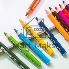 Карандаши цветные Deli EC-134-12 Color Kids, трехгранный профиль, ассорти, 12 цветов, картонная коробка (12шт) 12 карандашей