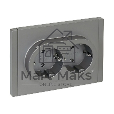 Розетка IEK FORTE&PIANO FP524 2-местная с заземлением без защитных шторок безвинтовое крепление 16А сталь