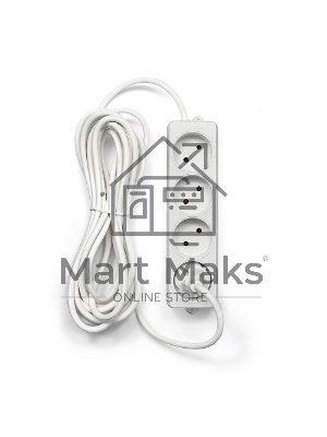 Удлинитель Гарнизон EL-NL4-W-5, 4 розетки допустимый ток 10А, длина 5 м.