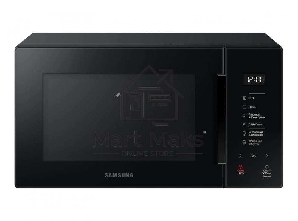 Микроволновая печь Samsung MG23T5018AK/BW черный, 23 л, 800 Вт, переключатели - сенсор