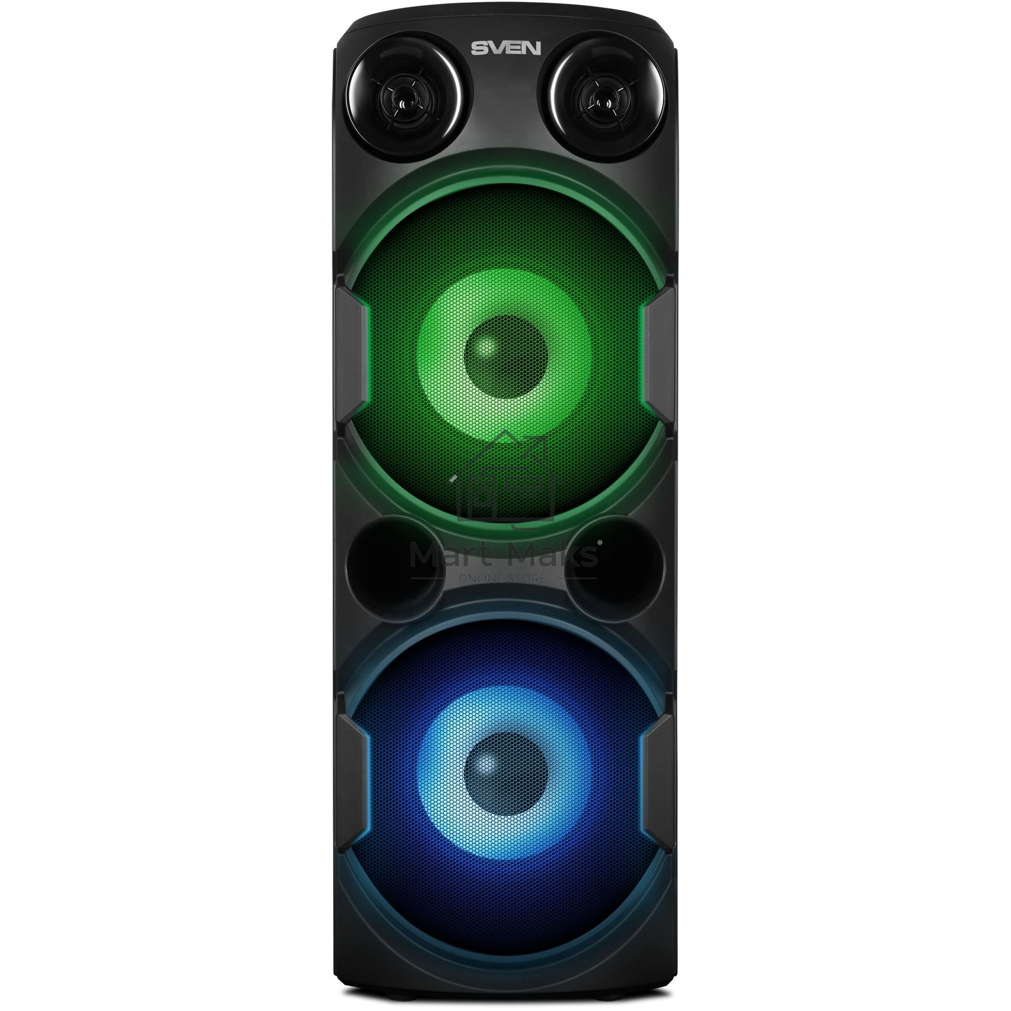 Колонка АС Sven PS-750, черный (80 Вт, TWS, Bluetooth, FM, USB, microSD, LED-дисплей, 2х4400мА*ч)