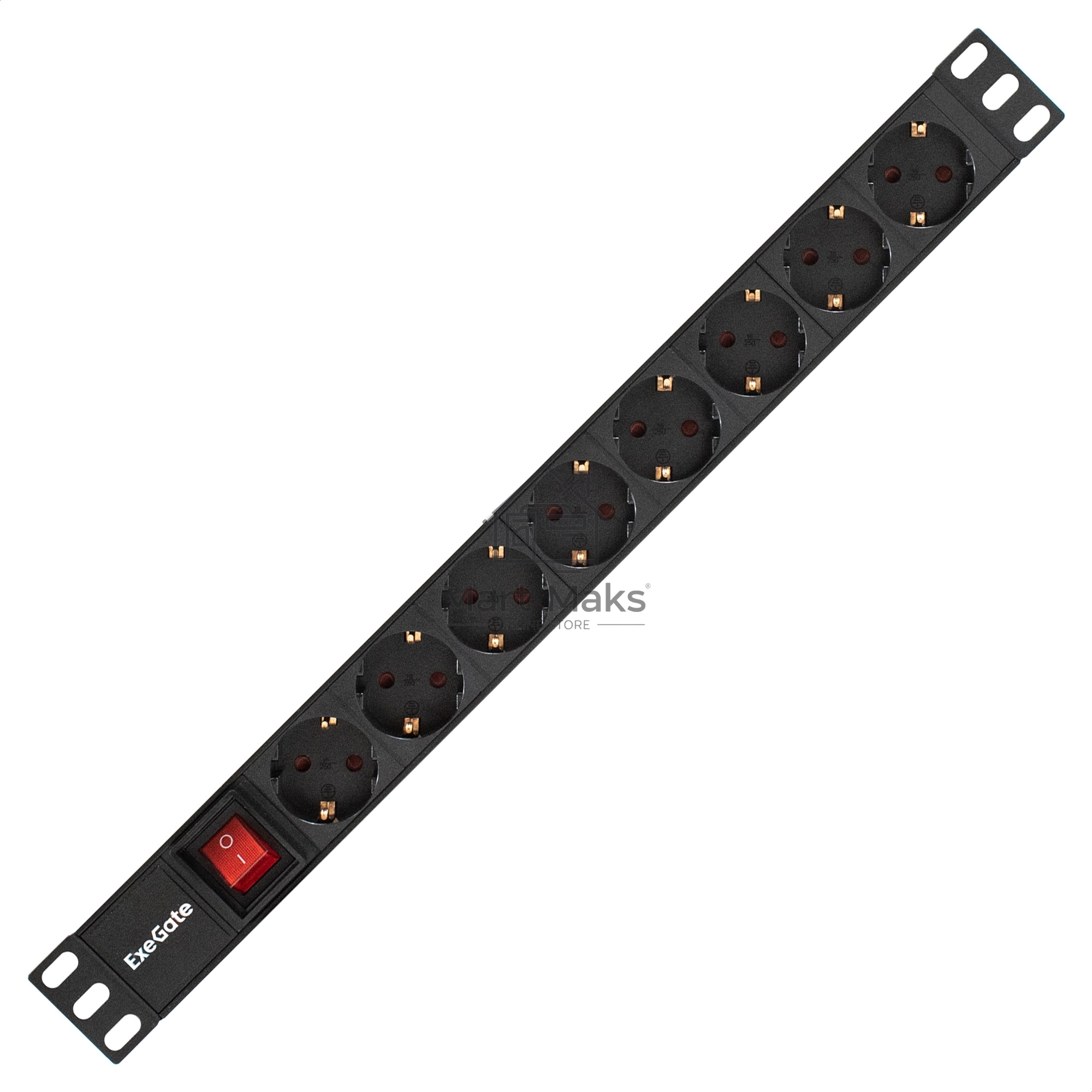 Блок розеток горизонтальный ExeGate ServerPro PDU-19H804 Al-8S-EU2.5-SW, 19