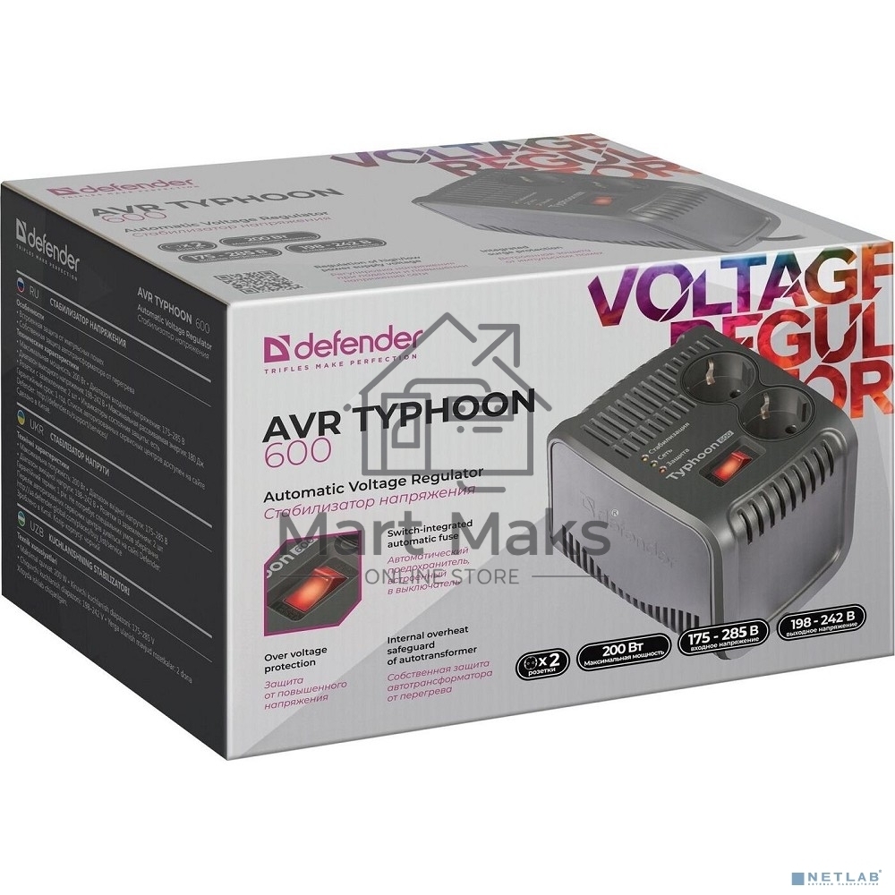 Стабилизатор напряжения Defender AVR Typhoon 600 VA (99032)