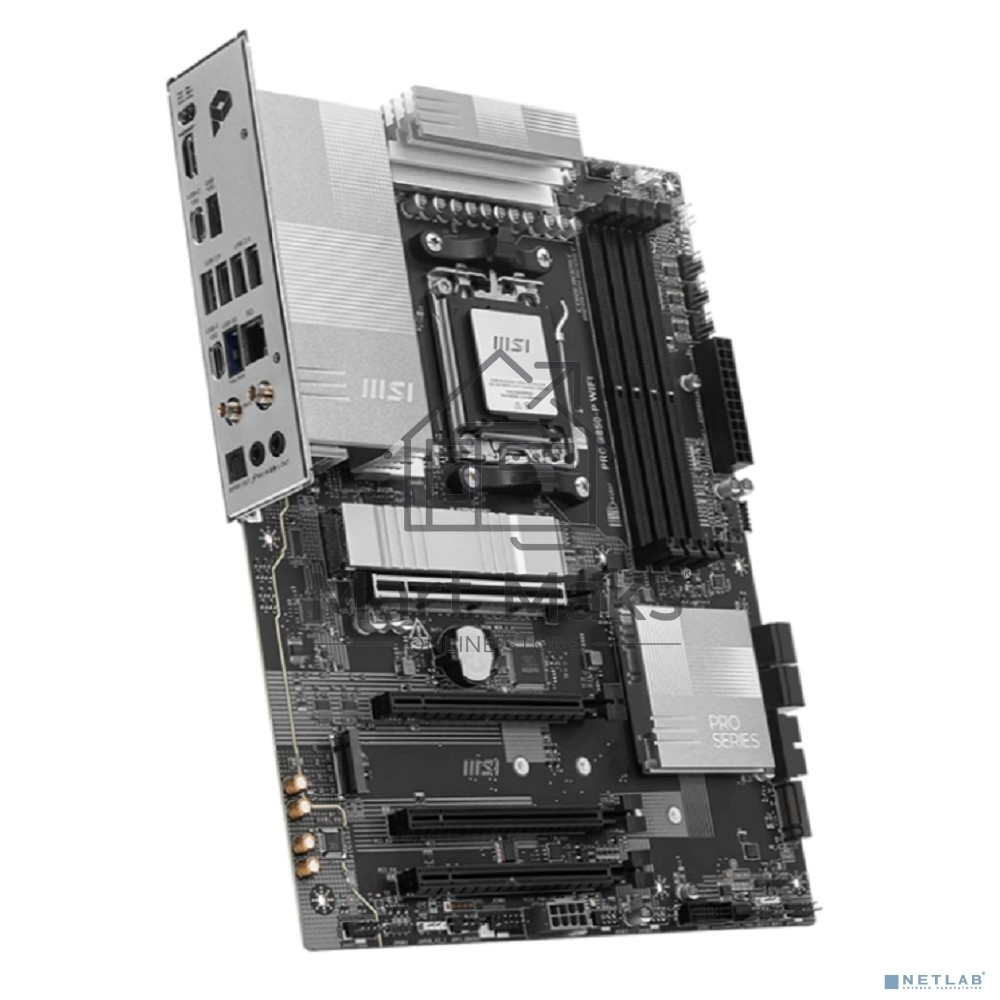 Материнская плата MSI PRO B850-P WIFI, AM5, AMD B850, 4xDDR5, 4xSATA, 3xM.2, 1xPCIe 5.0 x16, 1xPCIe 4.0 x4, 2xPCIe 3.0 x1, 1xHDMI, 1x5Gb LAN, Wi-Fi 7, 4xUSB 2.0, 1xUSB 3.2 Gen 1, 1xUSB 3.2 Gen 2, 2xUSB-C 3.2 Gen 2, 2x3.5 мм, 7.1, ATX