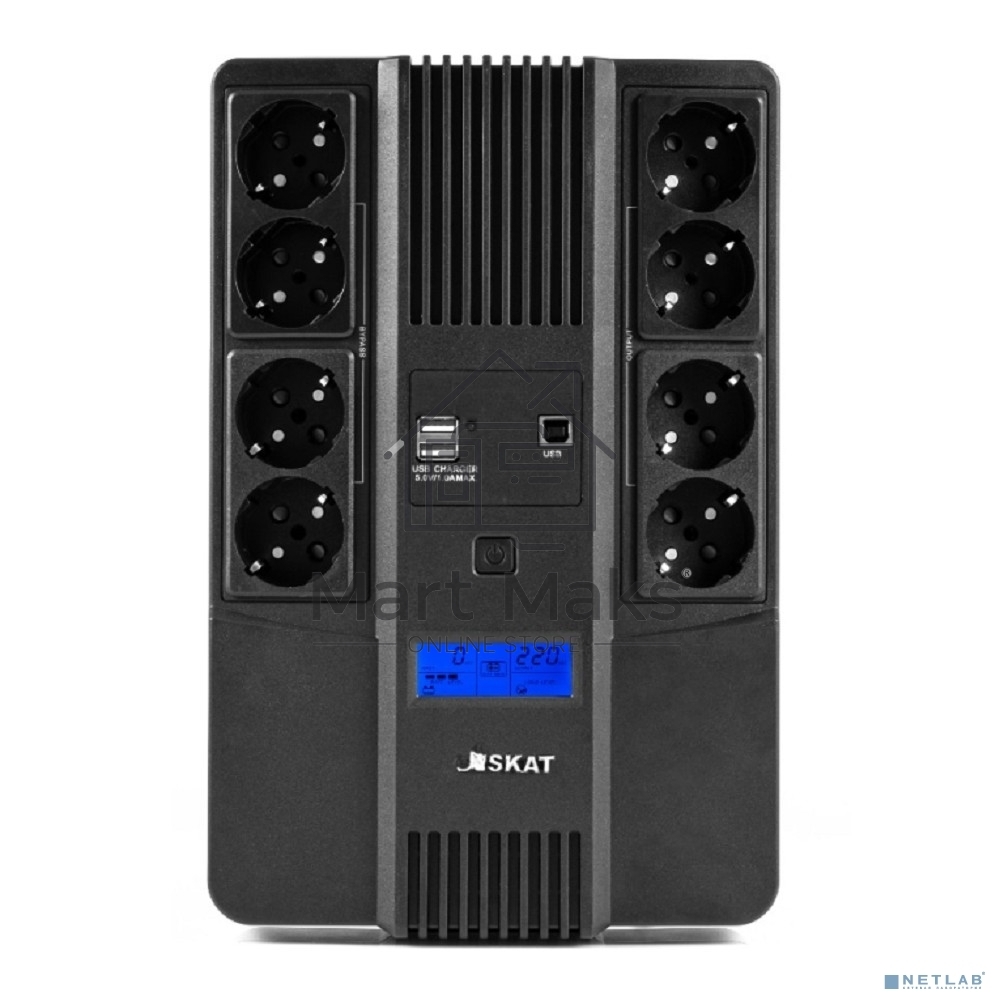 Источник бесперебойного питания Бастион SKAT-UPS 1000-AID-IN-1x9-8 600Вт 1000ВА черный