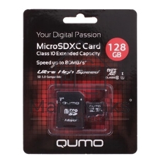 Флеш карта MicroSDXC 128Gb QUMO Class 10 UHS-I U3 черный adp