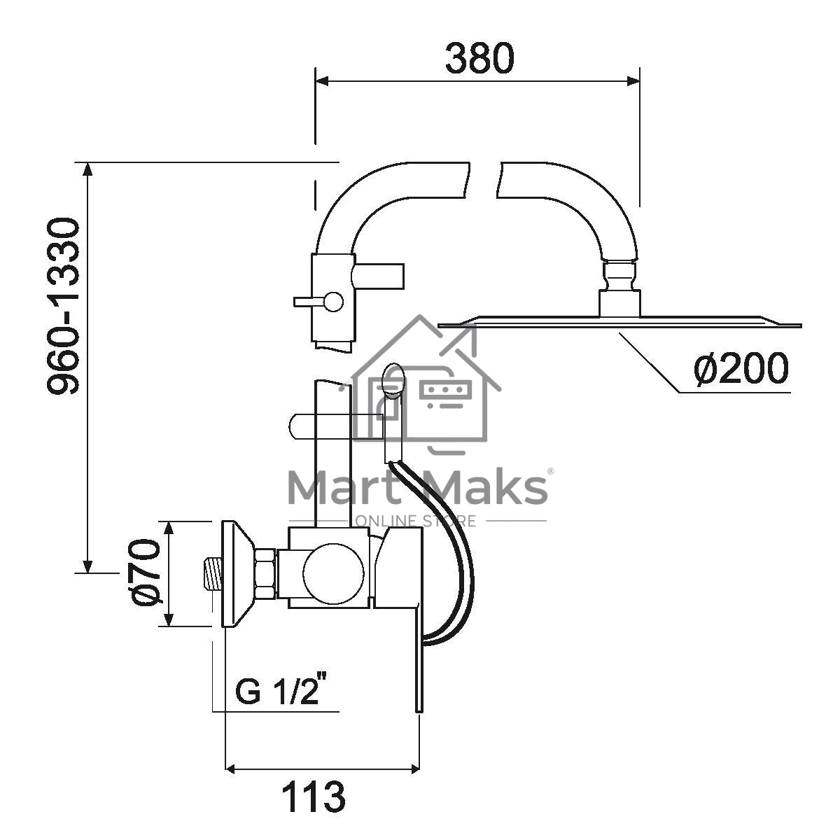 SUS124-003DK-2 Душевая система, ø35