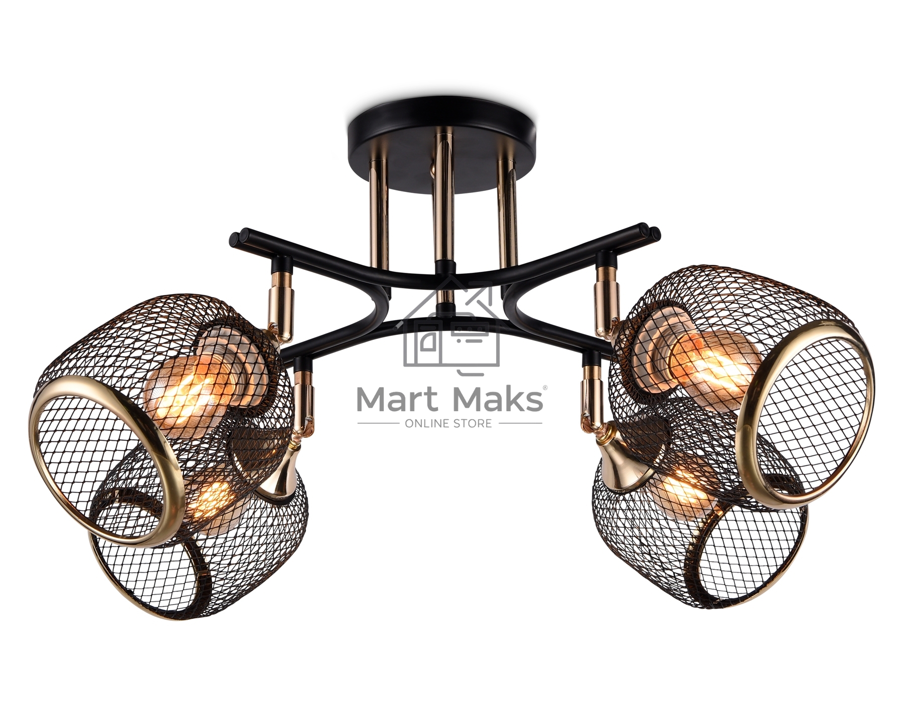 Светильник Ambrella light TR80177/4 BK/FGD черный/золото E27/4 max 40W D640*260