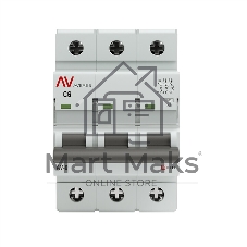 Выключатель автоматический трехполюсный AV-6 6А C 6кА AVERES mcb6-3-06C-av EKF