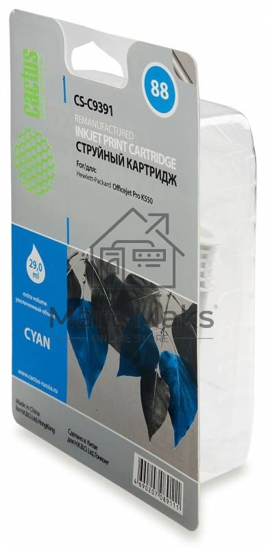 Картридж струйный Cactus CS-C9391 голубой для №88 HP Officejet Pro K550 (29ml)