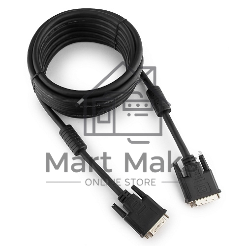 Кабель DVI-D dual link Gembird/Cablexpert CC-DVI2-BK-15, 25M/25M, 4.5м, черный, экран, феррит.кольца, пакет
