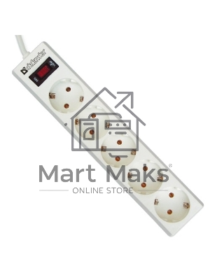 Сетевой фильтр Defender ES, 3.0м, 5 розеток белый