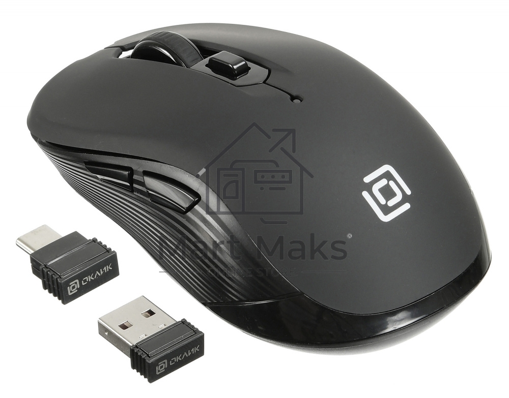 Мышь беспроводная Oklick 610MWC черный, 1600 dpi, радиоканал, USB/USB-C, кнопки - 6