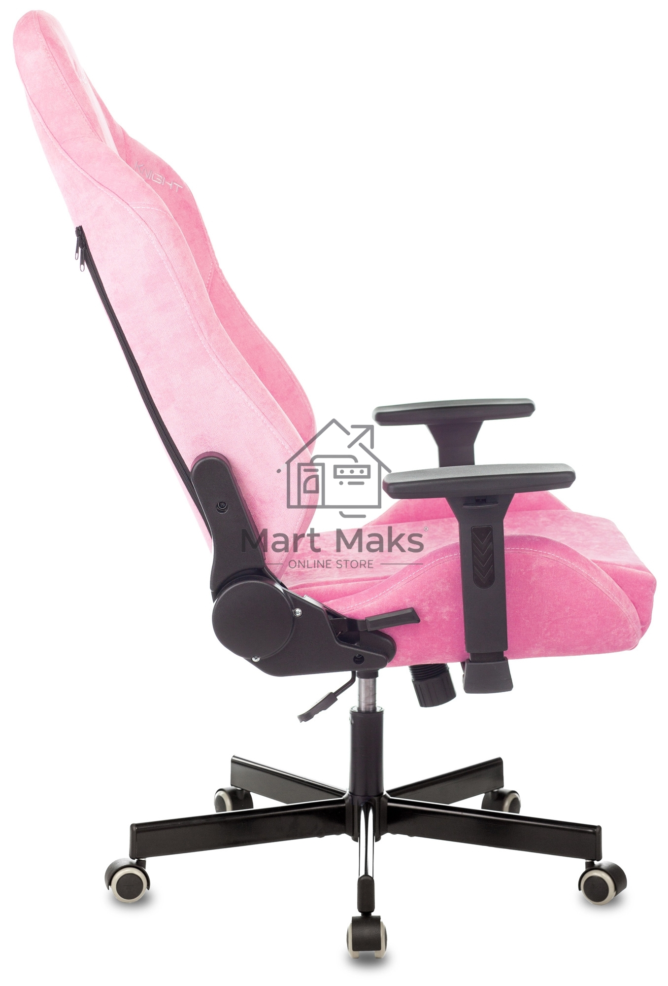 Кресло игровое Knight N1 Fabric розовый Velvet 36 с подголов. крестовина металл