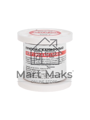 Припой с канифолью ПОС-61, 100г, Ø0,8мм, (олово 61%, свинец 39%), катушка Rexant