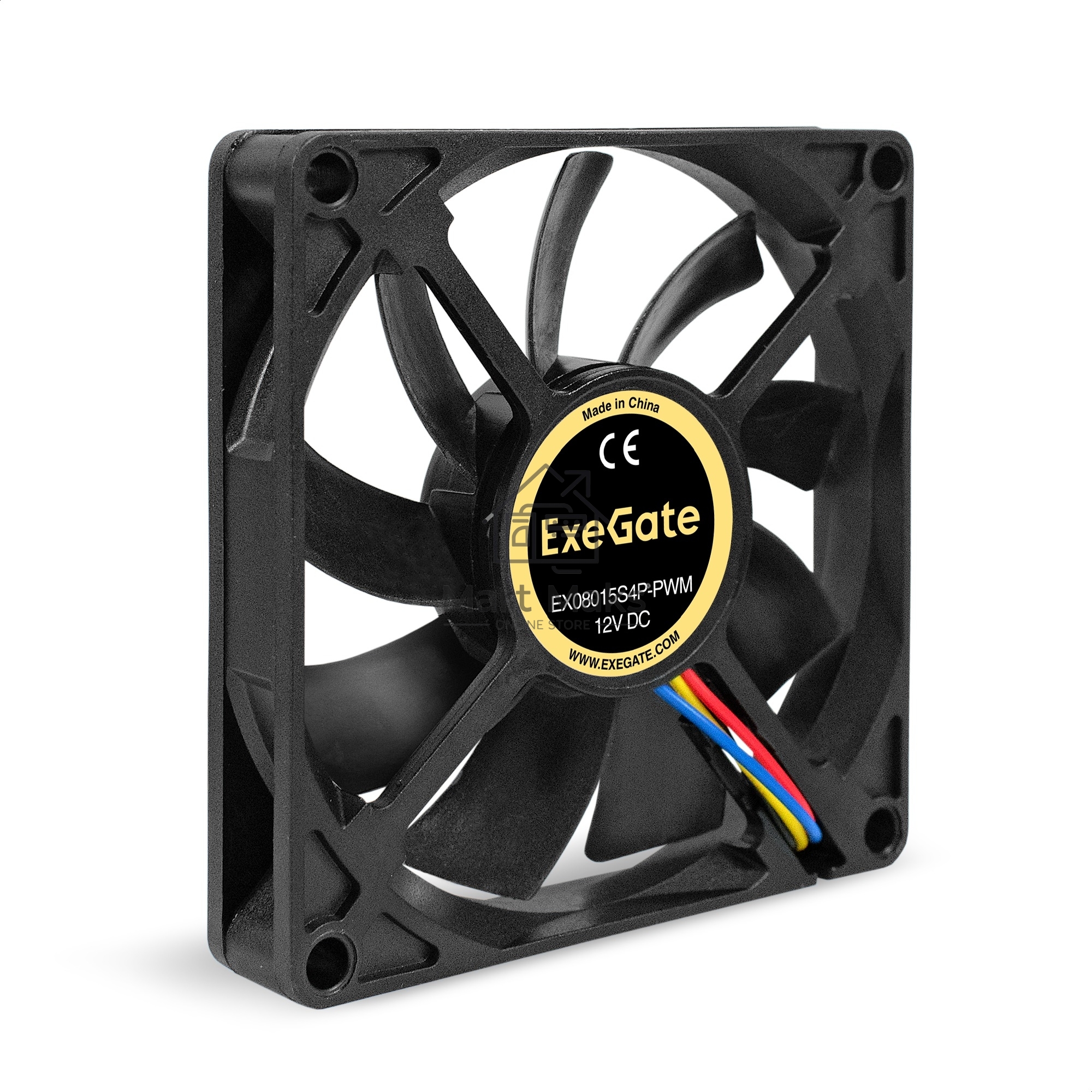 Вентилятор для корпуса ExeGate EX08015S4P-PWM черный, 80 мм, 2500 об/мин, 25.5 дБ, 4 pin