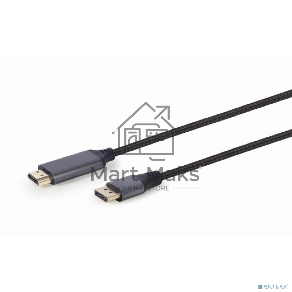 Кабель DisplayPort->HDMI Cablexpert CC-DP-HDMI-4K-6, 4K, 1.8м, 20M/19M, черный, экран, пакет