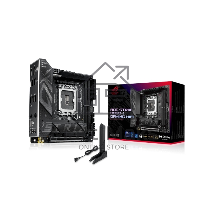 Материнская плата ASUS ROG STRIX B860-I GAMING WIFI, LGA1851, Intel B860, 2xDDR5, 4xSATA, 2xM.2, 1xPCIe 5.0 x16, 1xDP, 1xHDMI, 1xThunderbolt 4, 1x2.5Gb LAN, Wi-Fi 7, 2xUSB 2.0, 3xUSB 3.2 Gen 1, 1xUSB 3.2 Gen 2, 1xUSB 3.2 Gen 2x2, 1xUSB-C, 1xS/PDIF, 2x3.5 