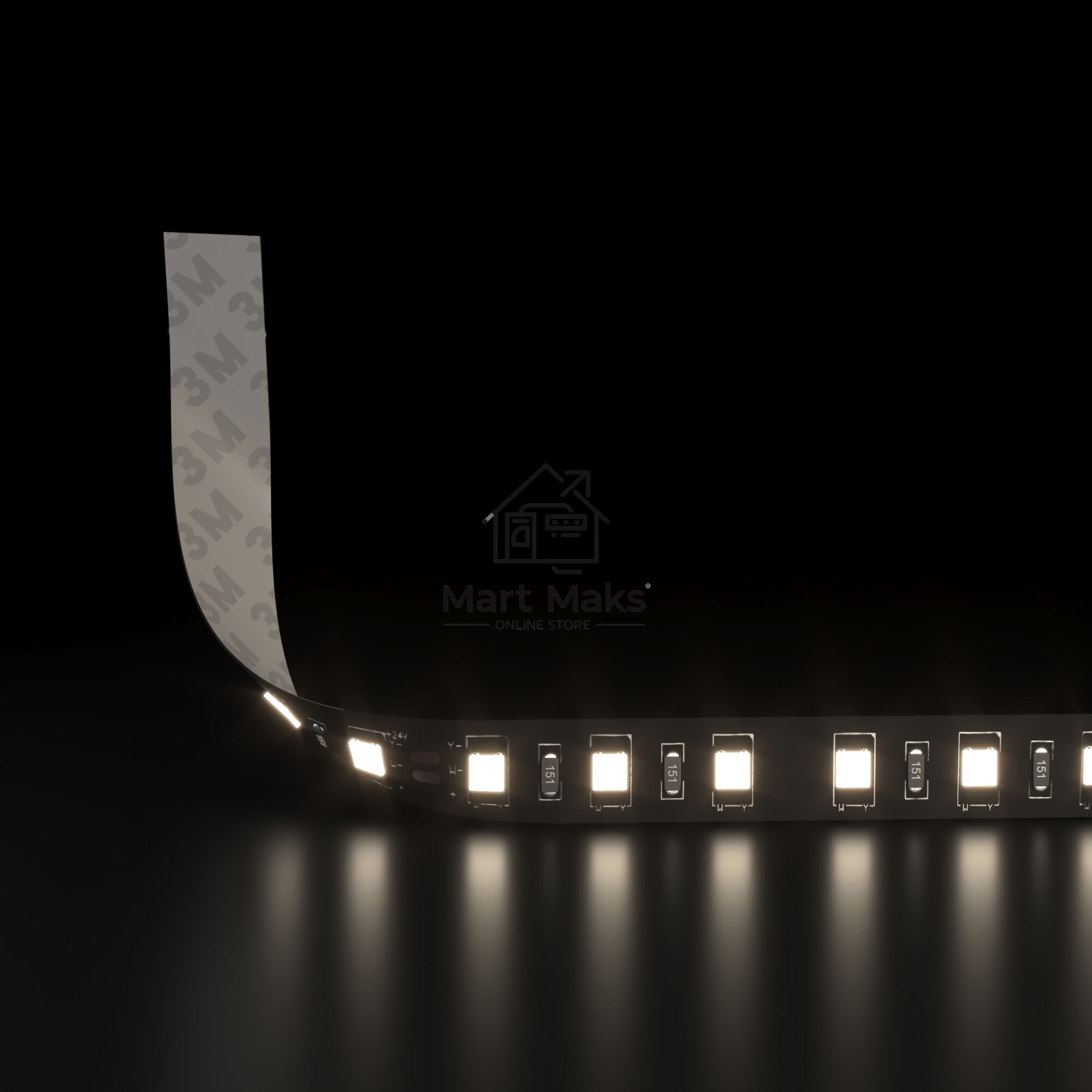 Лента светодиодная 120Led 9,6W IP20 4200K дневной белый (2835 24V 120Led 9,6W IP20 Black)