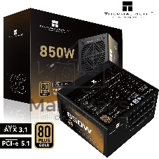 Блок питания 850W Power Supply Thermalright, 850W 80+ Gold (ATX, 3.1, PCIe 5.1, Full modular, 1x24(20+4)pin, 2xCPU 8(4+4)pin, 2xPCIe*2 8(6+2)pin, 1x12V-2x6, 8xSATA3, 3xMOLEX4pin, Active, 120x120mm, 150x140x86mm, APFC, OVP, UVP, SCP, OCP, OTP, OPP, black)