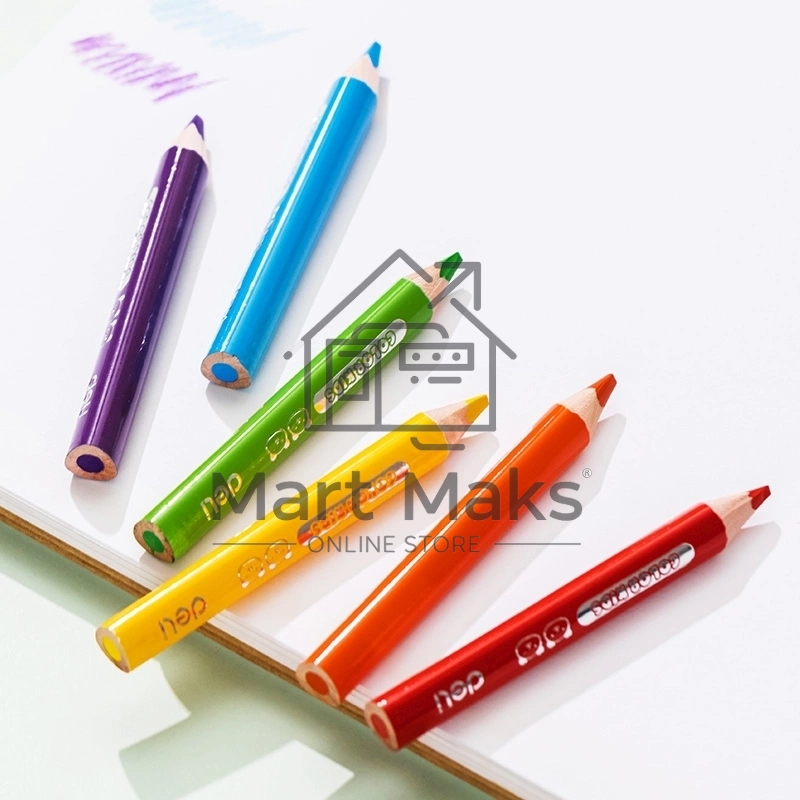 Карандаши цветные Deli EC-134-12 Color Kids, трехгранный профиль, ассорти, 12 цветов, картонная коробка (12шт) 12 карандашей