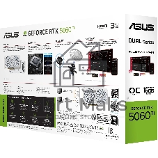 Видеокарта ASUS GeForce RTX 5060 TI DUAL WHITE OC, NVIDIA RTX 5060 Ti, 16 ГБ GDDR7, 128 бит, PCI-e 5.0, 1xHDMI, 3xDP, 2632 МГц