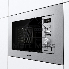 Встраиваемая микроволновая печь Gorenje BM201AG1X серебристый/черный, 20 л, 800 Вт, переключатели - кнопки, поворотный механизм