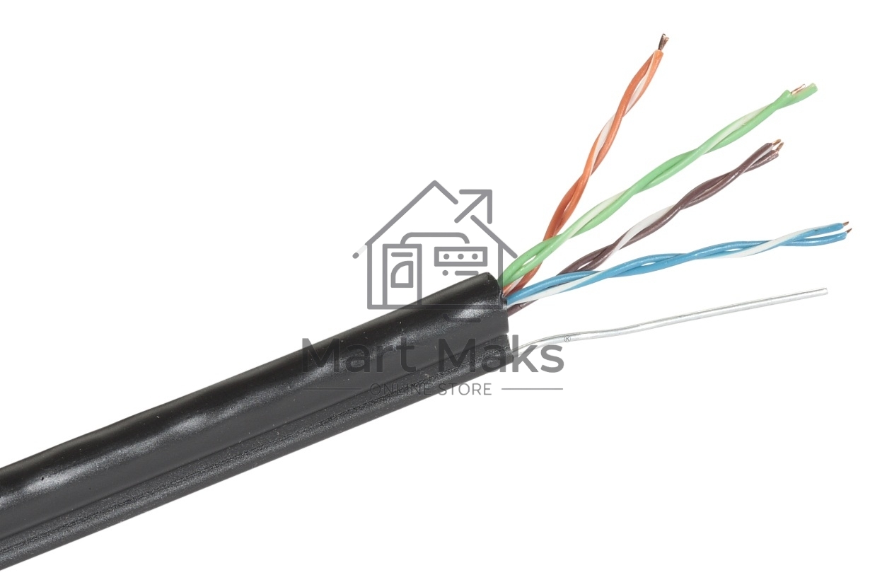 Кабель Exegate UTP 4 EX190974RUS пары кат.5e Exegate медь, внешн. прокладка, с тросом, катушка 305м, черный, PE