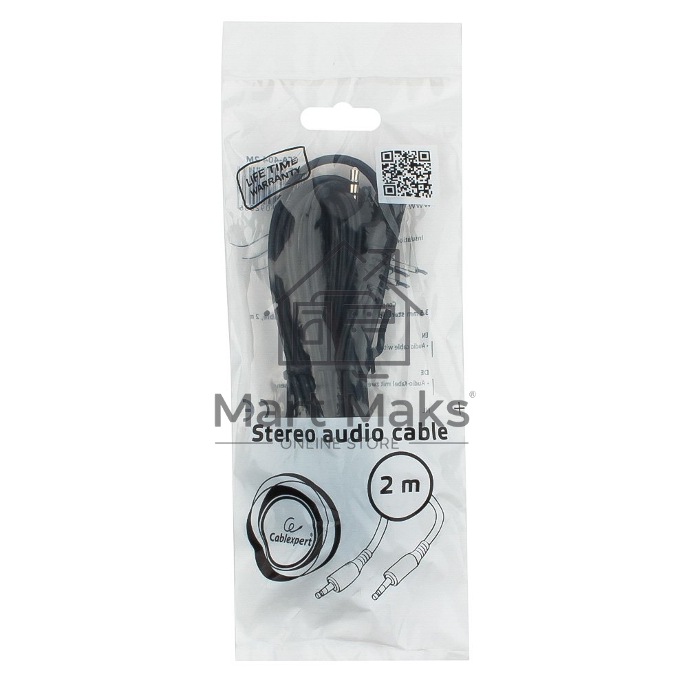 Кабель аудио Cablexpert CCA-404-2M, Jack3.5 - Jack3.5, 2м