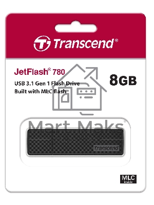 Флешка USB Transcend Jetflash 780 (TS8GJF780), 8Gb, USB 3.0, R/W 100/20, черный / серебристый