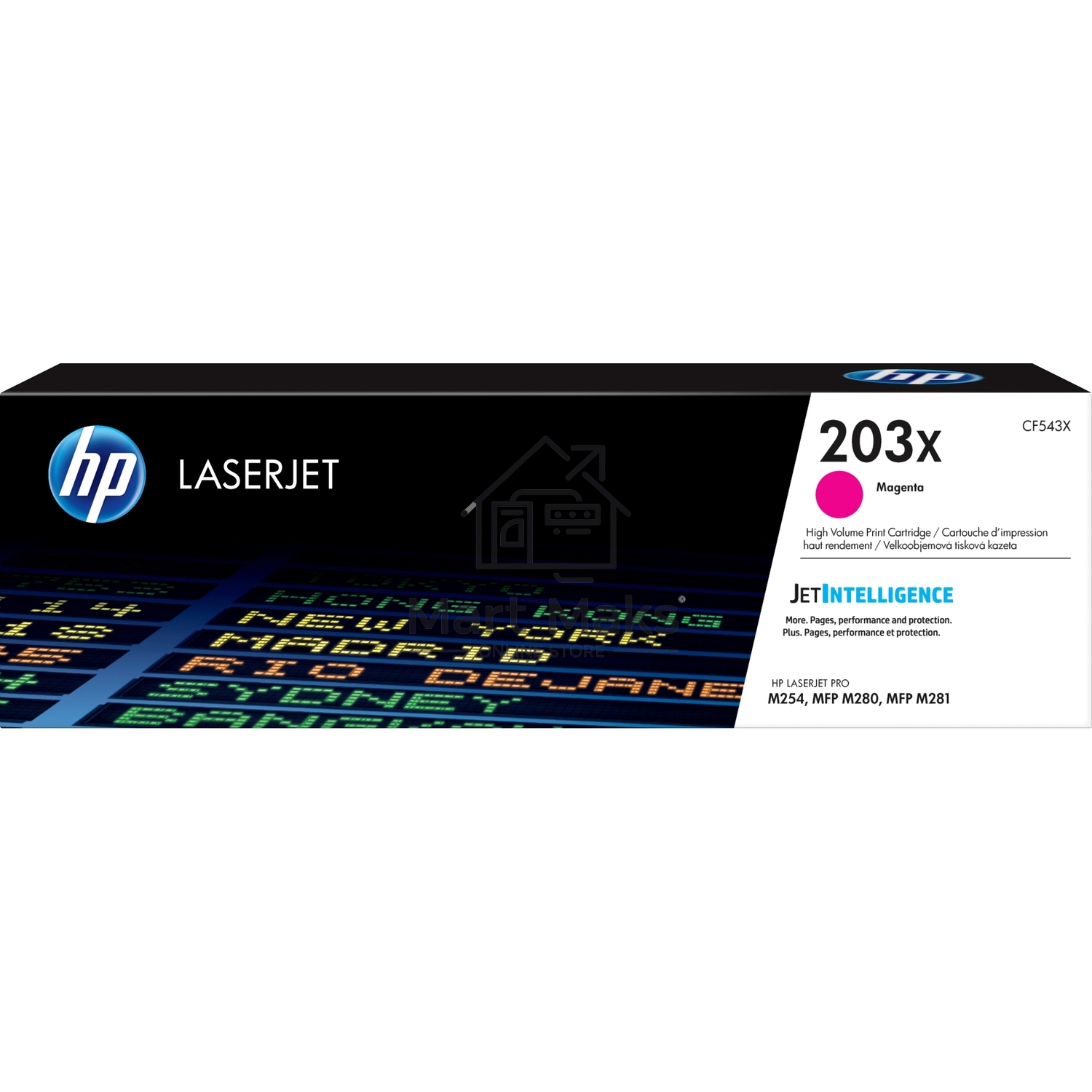 Картридж лазерный HP CF543X (HP 203X) пурпурный для HP LaserJet M254/M280/M281 2500 страниц.