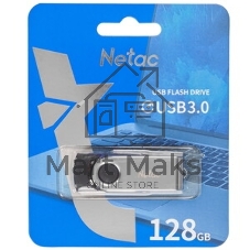 Флешка USB Netac U505 (NT03U505N-128G-30BK), 128Gb, USB 3.0, R/W 110/45, черный/серебристый