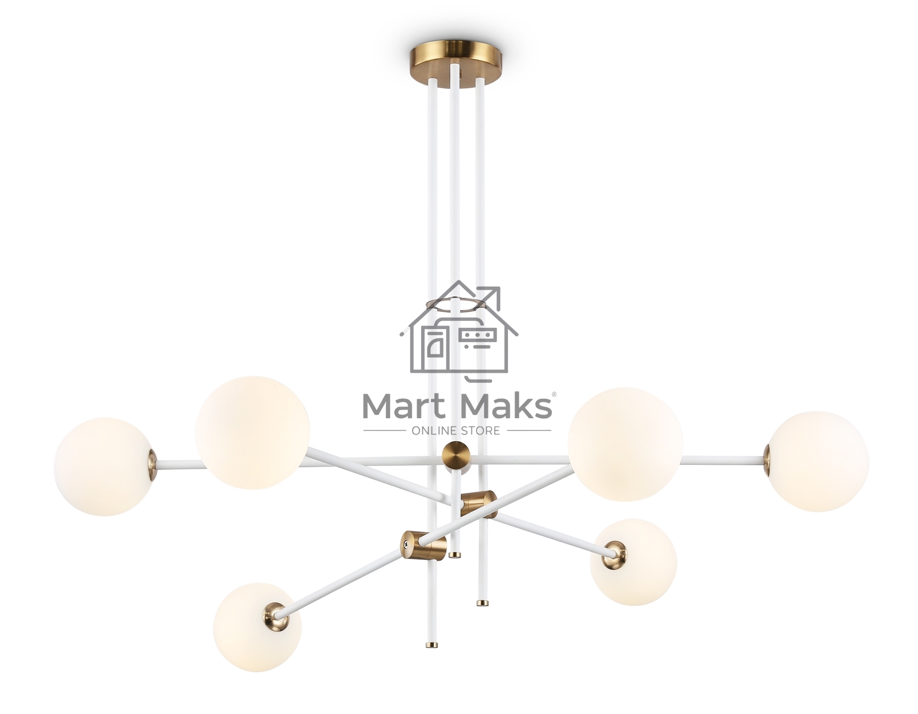 Светитльник Ambrella Light TR2521/6 WH/BS белый/латунь G9/6 max 10W D970*750