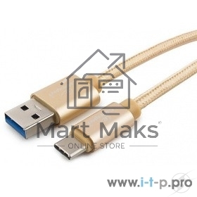 Кабель USB 3.0 Cablexpert CC-P-USBC03Gd-1.8M, AM/Type-C, серия Platinum, длина 1.8м, золотой, блистер
