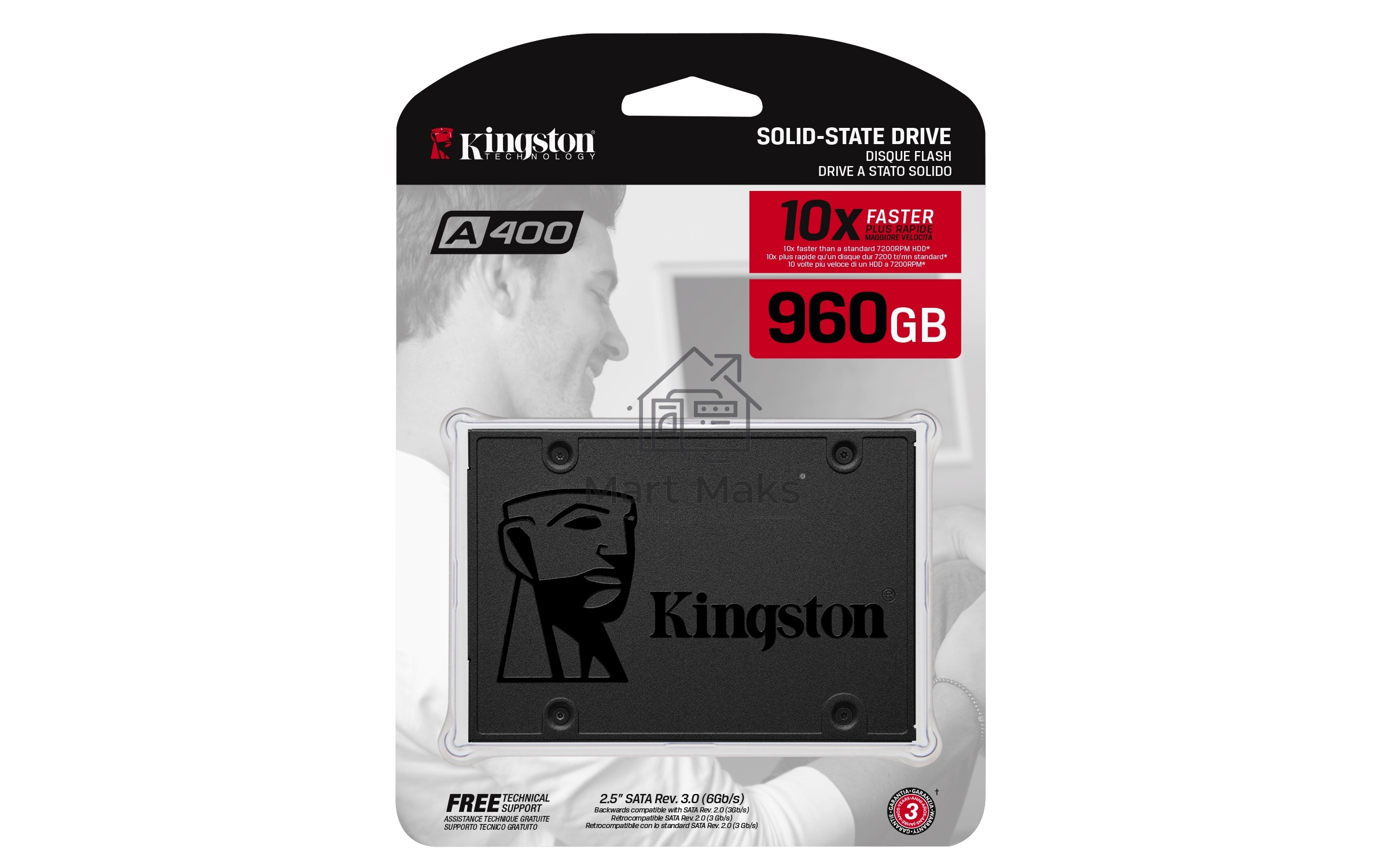 Накопитель SSD Kingston A400, 960GB, SATA III, 2.5