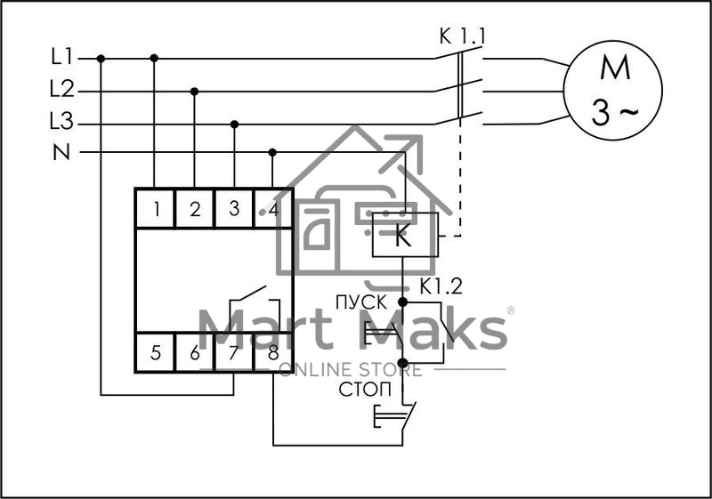 Реле контроля фаз CZF-B (3х400/230+N 8А 1перекл. IP20 монтаж на DIN-рейке) F&F EA04.001.002