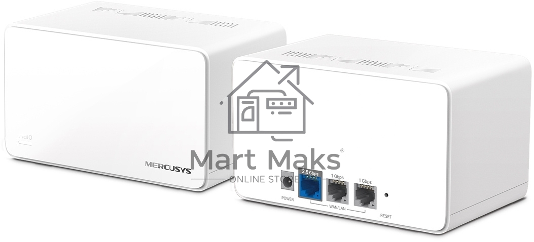 Домашняя Mesh Wi‑Fi система AX6000 Whole Home Mesh Wi-Fi 6 SystemSPEED: 1148 Mbps at 2.4 GHz + 4804 Mbps at 5 GHzSPEC: Internal Antennas, 1× 2.5 Gbps Port (WAN/LAN auto-sensing), 2× Gigabit Ports (WAN/LAN auto-sensing), 1024-QAM, OFDMA, HE160FEATURE: MERC