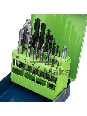 Набор сверл (2,5-10,2), метчиков(М3-М12), 15 предметов Сибртех