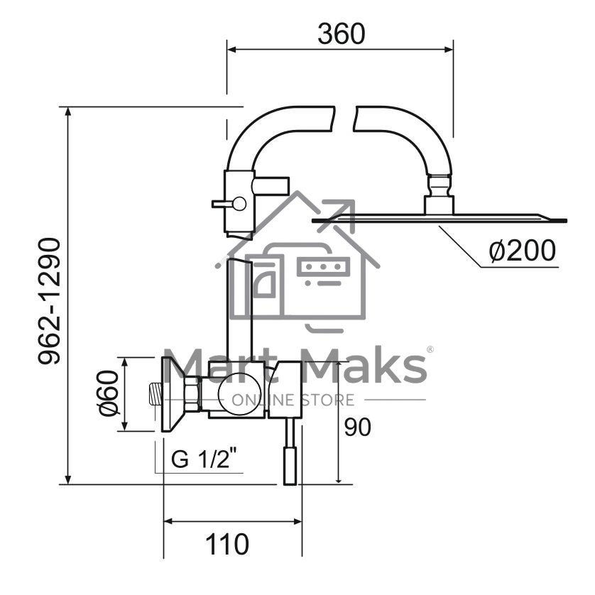 SUS124-003DK-3 Душевая система, ø35