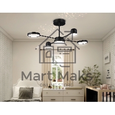 Потолочный светодиодный светильник Ambrella light FL51632/4+1 BK/GD черный/золото 3000K-6400K 48W 910*745*300 (ПДУ ИК)