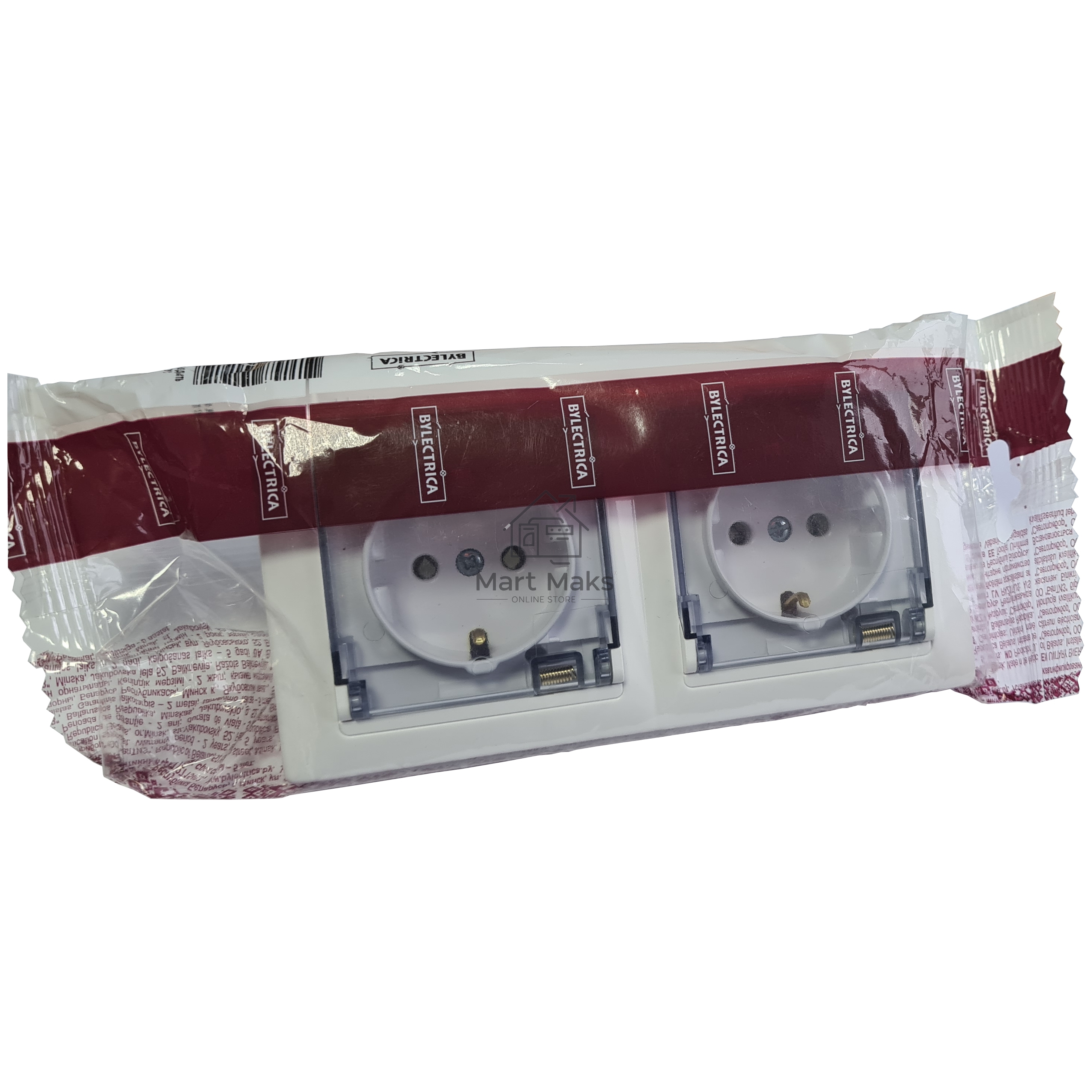 Розетка Bylectrica Роз. 2-местн. СУ с земл. IP44, с крышк. серия СТИЛЬ, белый (РС16-418)