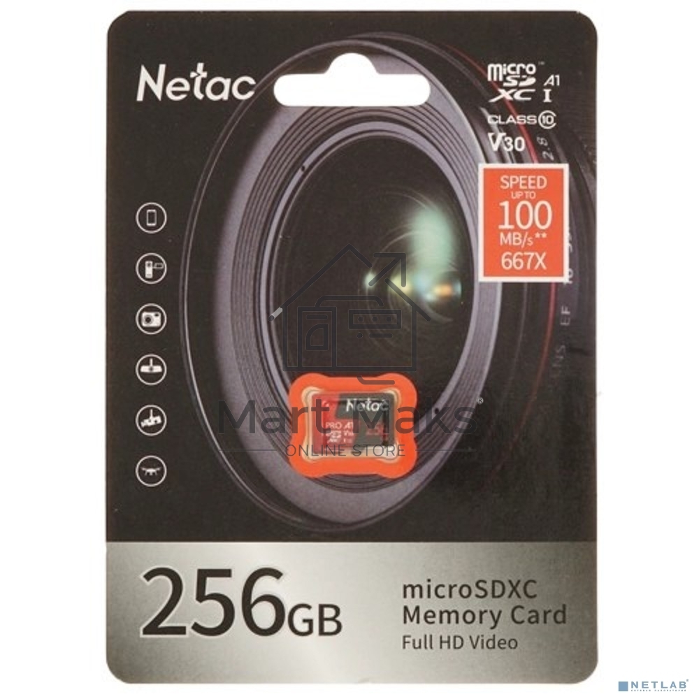 Флеш карта NeTac Карта памяти Netac MicroSD P500 Extreme Pro 256GB, Retail version card only